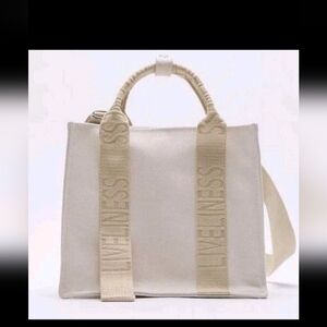 Zara Small Cream Color Canvas Tote